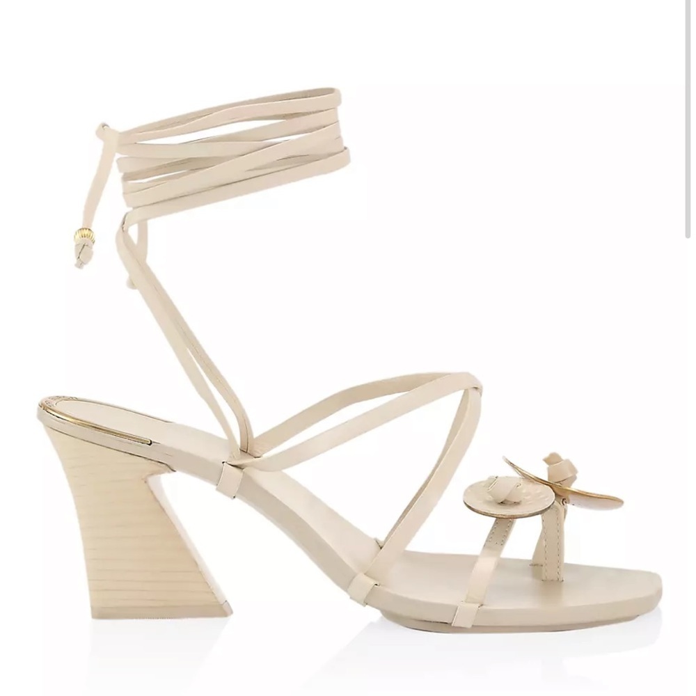Tory Burch
Knotted Leather Ankle-Tie Sandals New Cream